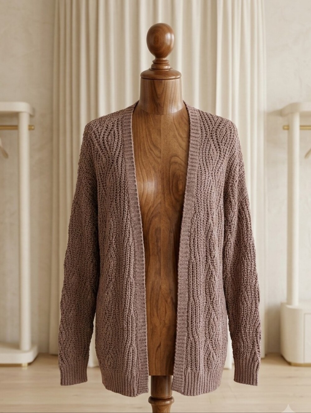 Carole Christian Brown Open Front Cardigan Size Medium